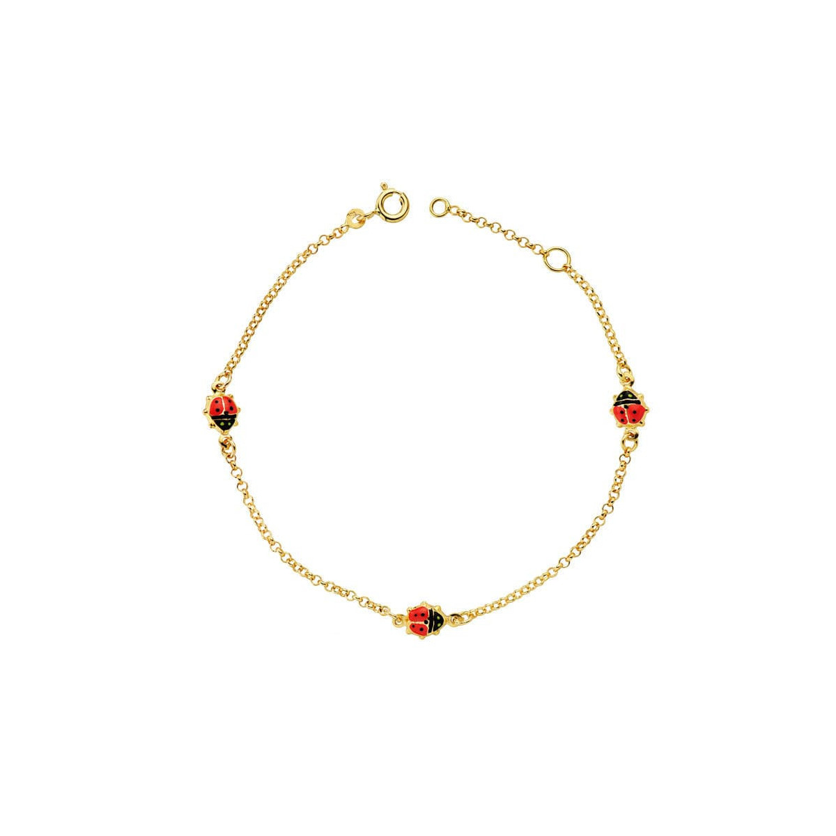 18K Pulsera Mariquitas Esmalte 17.5Cm