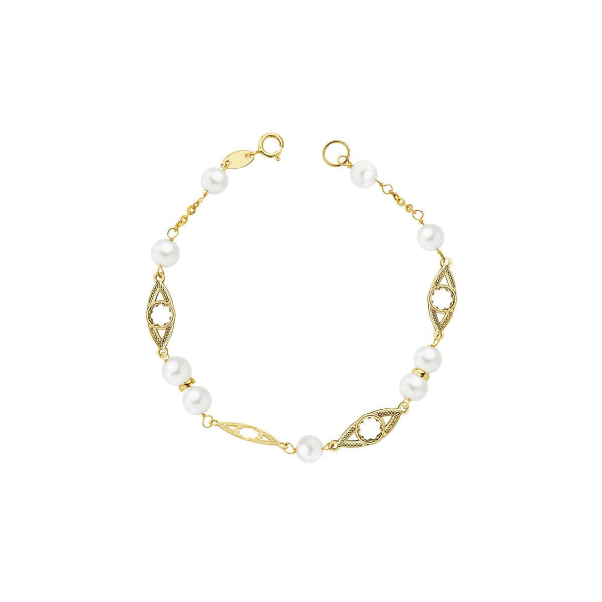 18K Pulsera Comunion Perla 5 Mm 17 Cm