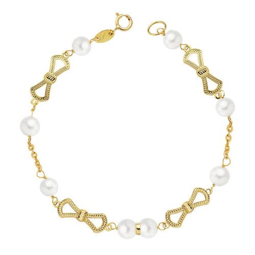 18K Pulsera Comunion Perla 5.5 Mm 17.5Cm