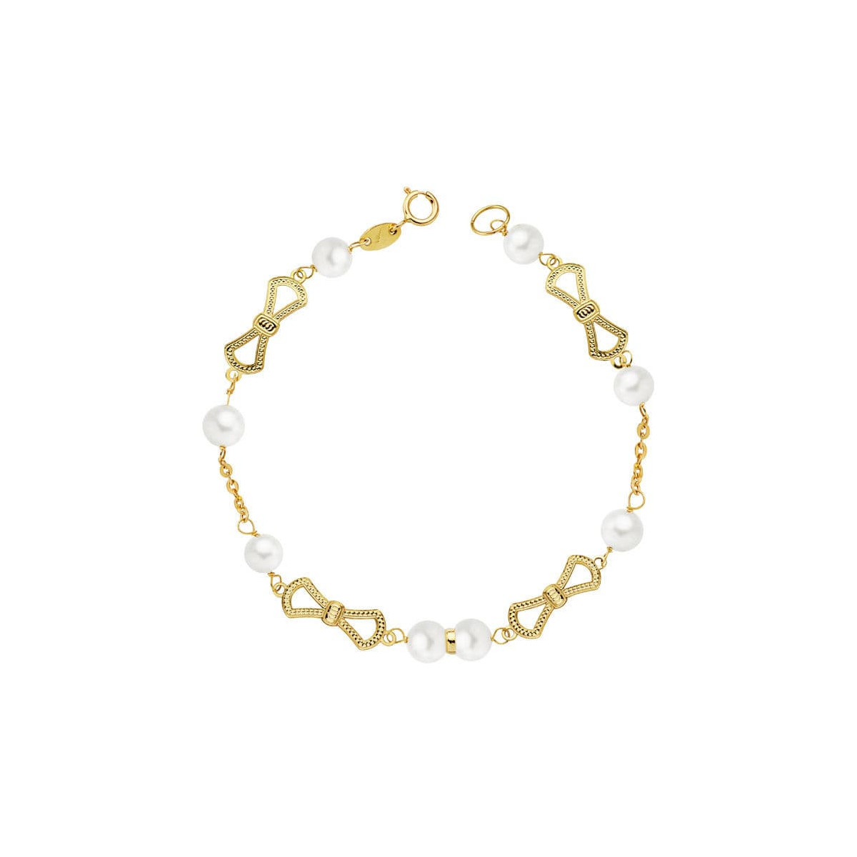 18K Pulsera Comunion Perla 5.5 Mm 17.5Cm