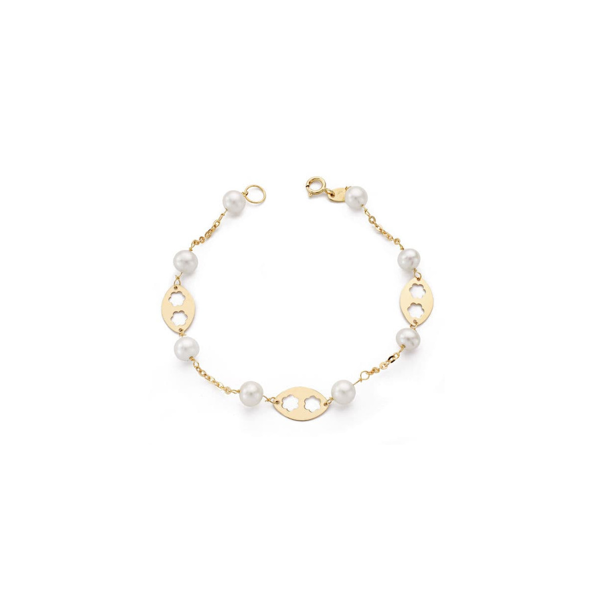 18K Pulsera Comunion Perla 5.5 Mm 17.5Cm