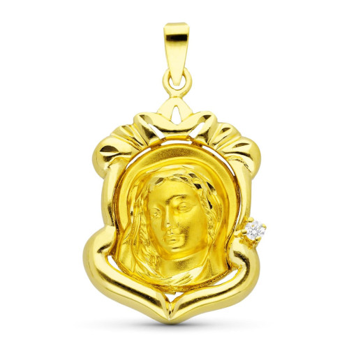 18K Medalla Oro Amarillo Virgen Niña 29X20 Mm