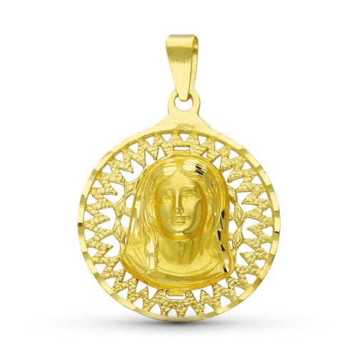 18K Medalla Oro Amarillo Virgen Niña 24X20 Mm