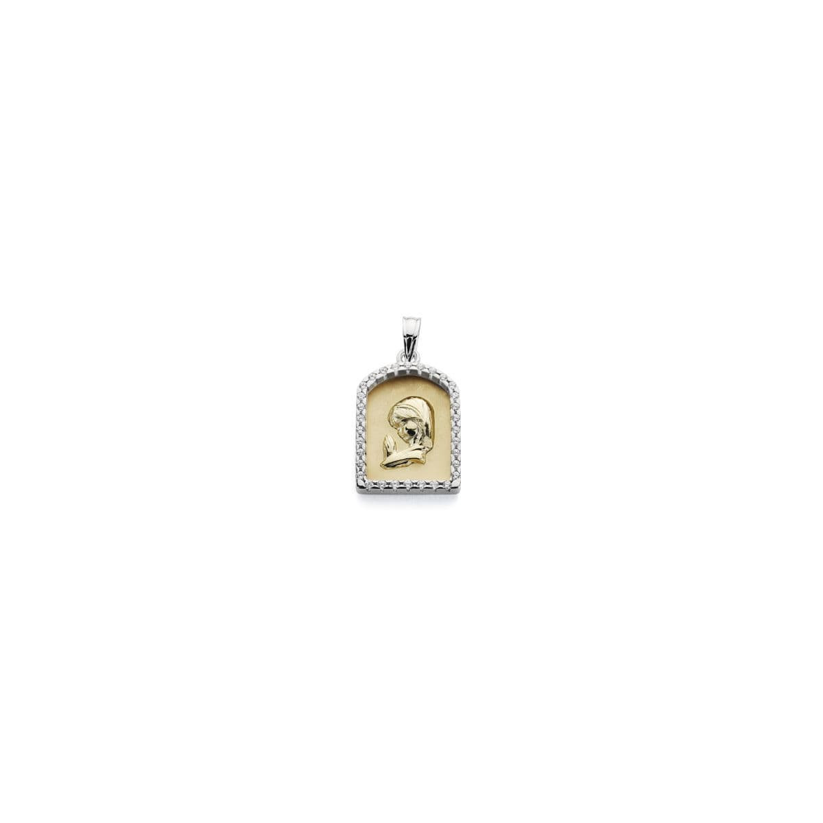 18K Medalla Virgen Niña Capilla 21X14 Mm