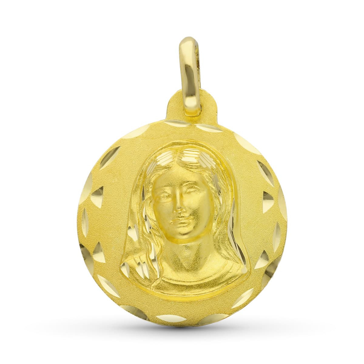 18K Medalla Oro Amarillo Virgen Niña 18 Mm