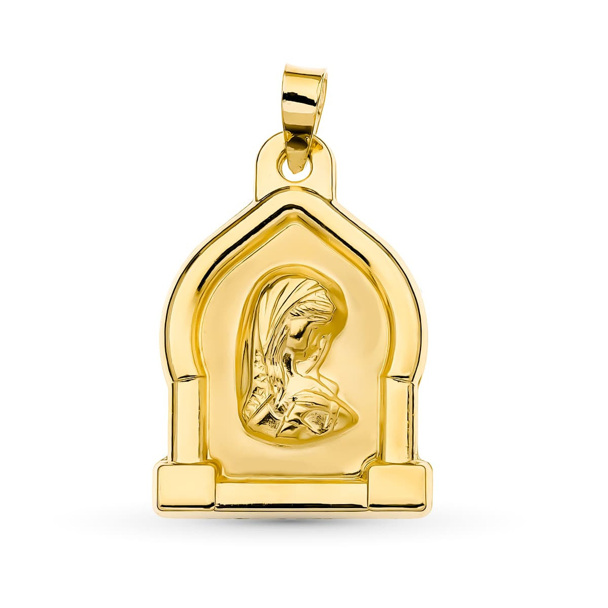 18K Medalla Oro Amarillo Virgen Niña 23X17 Mm