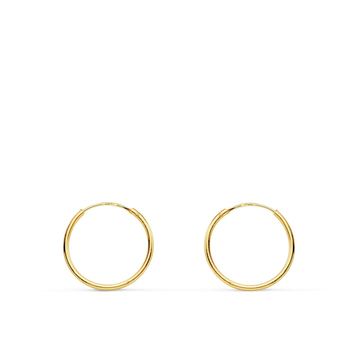 18K Aros Oro Amarillo Redondos Lisos Ligeros 12X0.8 Mm