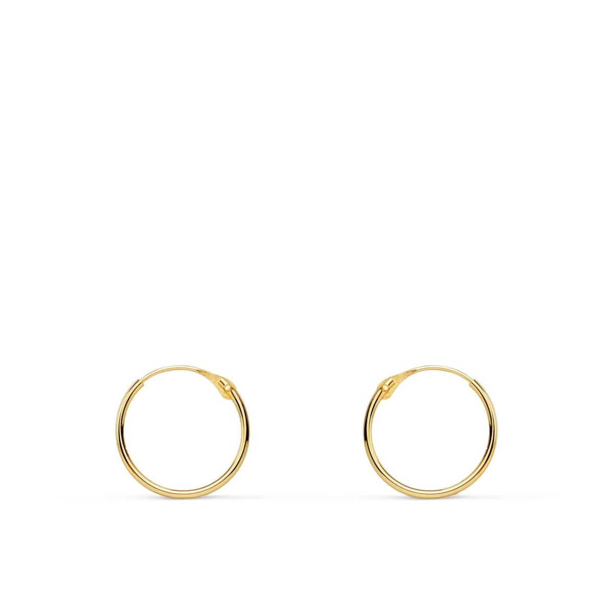 18K Aros Oro Amarillo Tubo Huecos 10X0.8 Mm