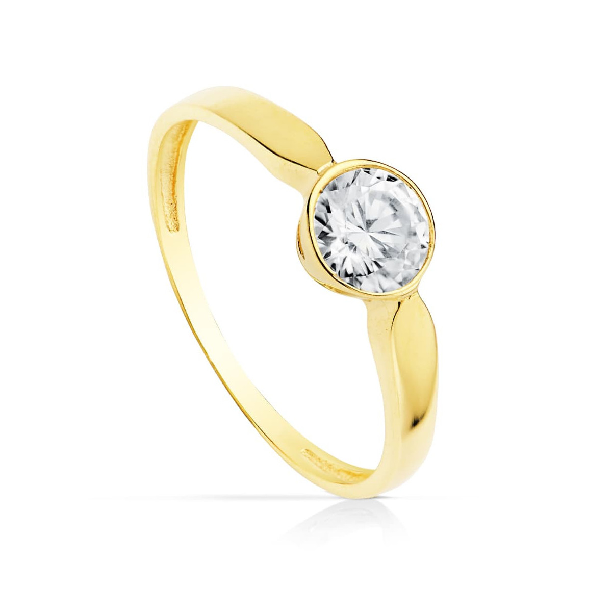 18K Solitario Oro Amarillo Circonita 5.5 Mm