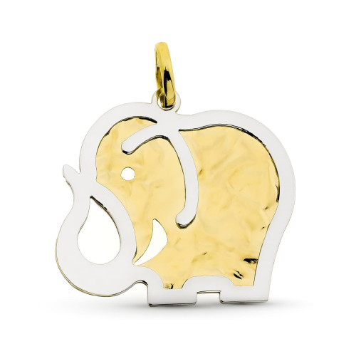 18K Colgante Oro Bicolor Elefante 34X36 Mm