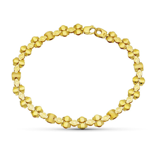 18K Pulsera Oro Amarillo Mate Y Briilo