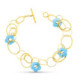 18K Pulsera Oro Amarillo Circulos Y Flor Turquesa