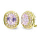 18K Pendientes Oro Amarillo Piedra Rosa 10X8 Mm Y Circonitas