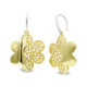 18K Pendientes Oro Bicolor Largos Flor