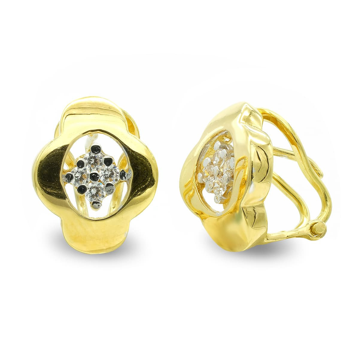 18K Pendientes Oro Bicolor Flor