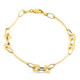 18K Pulsera Oro Amarillo Eslabones Y Flores 19.5 Cm