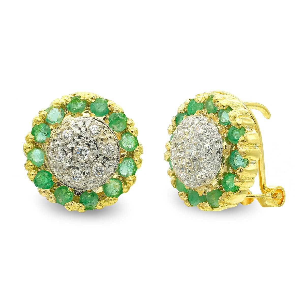 18K Pendientes Oro Amarillo Piña Circonitas