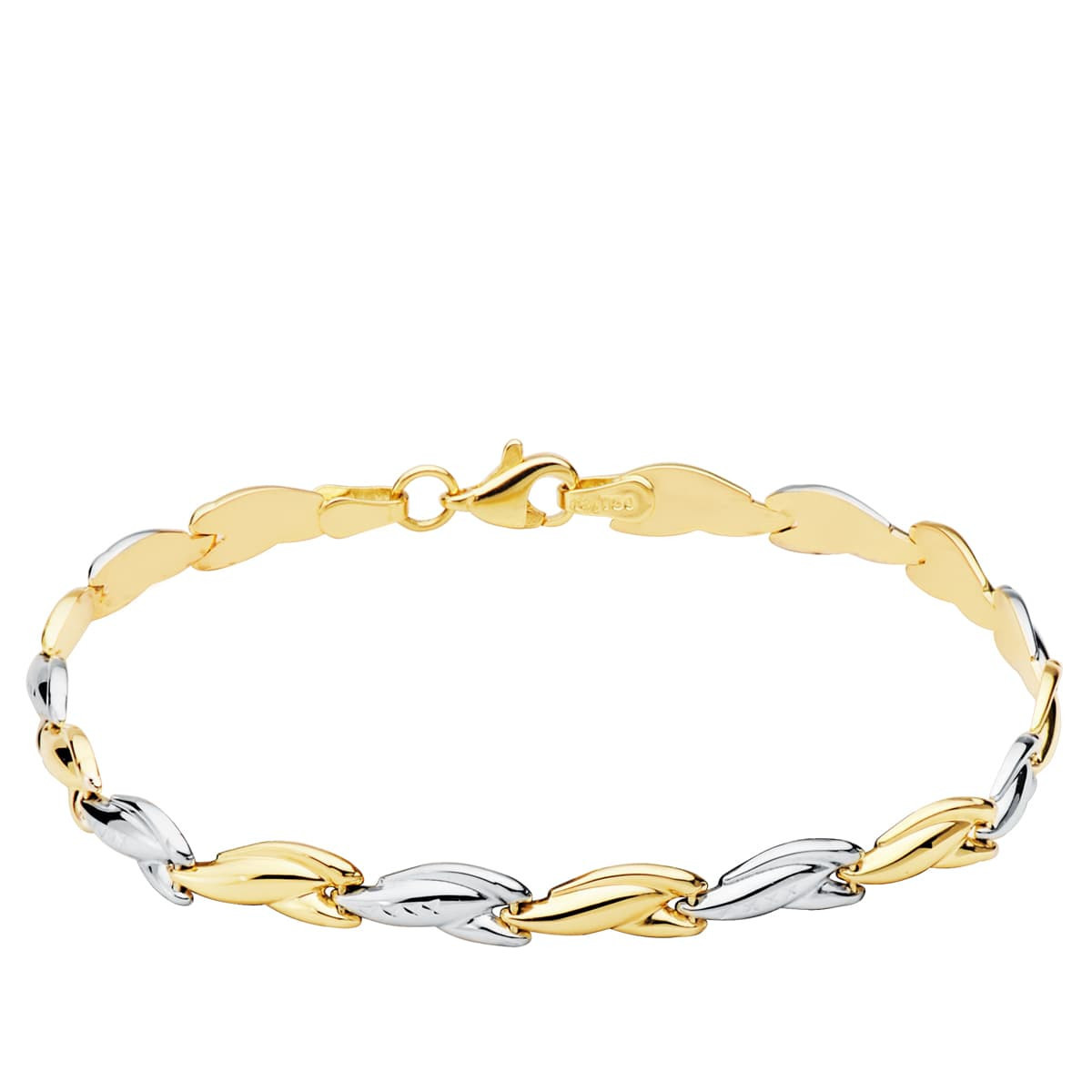 18K Pulsera Bicolor Estampacion 19 Cm