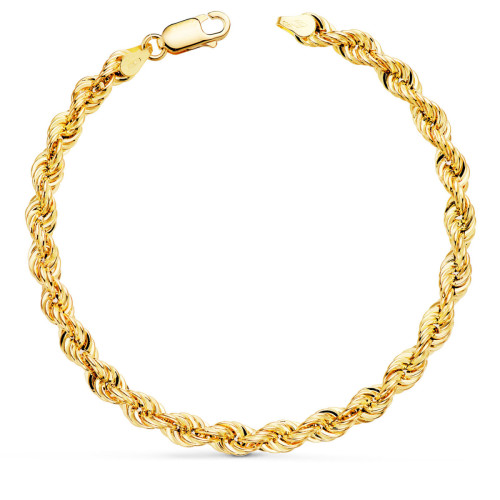 18K Pulsera Oro Amarillo Cordon Salomonico. Ancho 5 Mm Largo 21 Cm