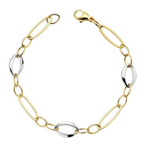 18K Pulsera Hueca Bicolor 19 Cm