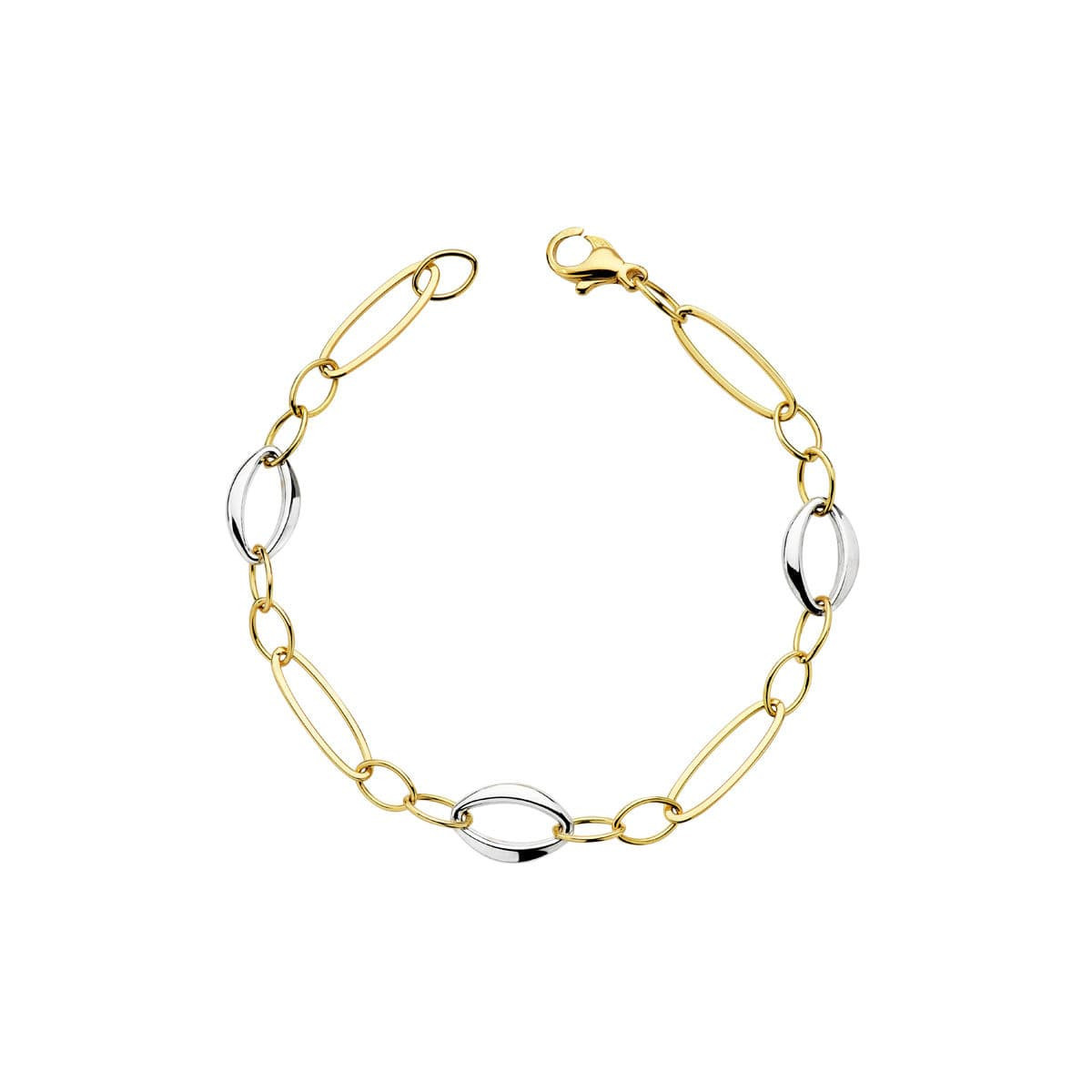 18K Pulsera Hueca Bicolor 19 Cm