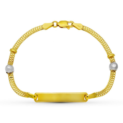 18K Pulsera Esclava Oro Bicolor Motivo Circonitas 17 Cm