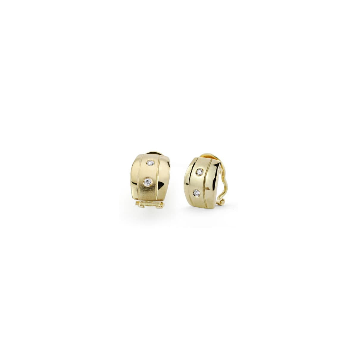 18K Pendientes Oro Amarillo Circonitas Omega 13X9 Mm