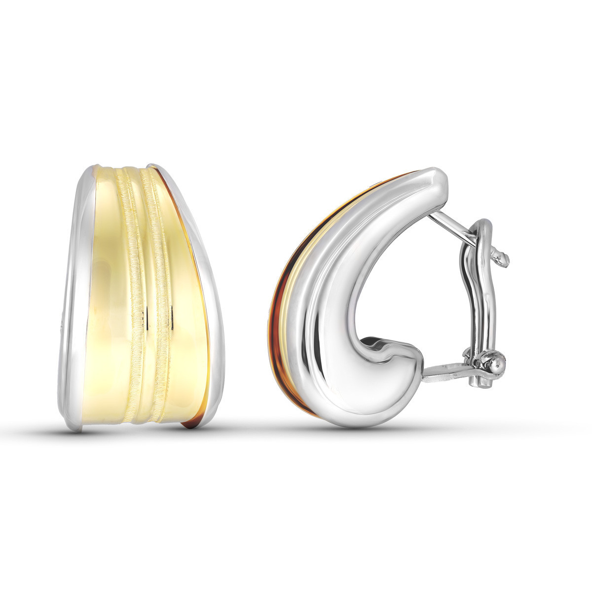 18K Pendientes Oro Bicolor Omega 20X12 Mm