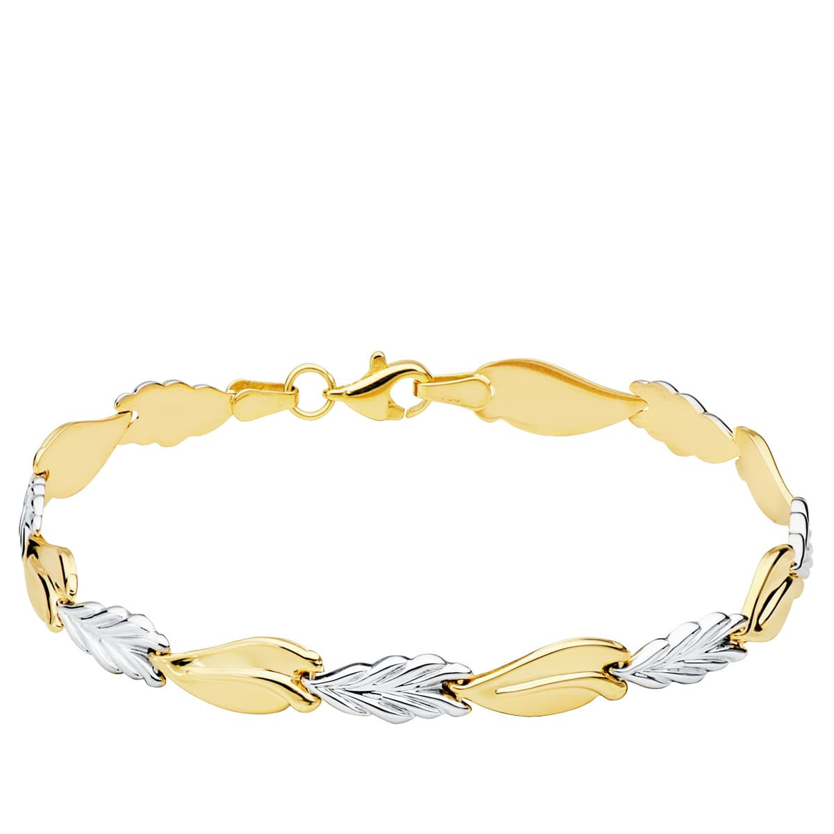 18K Pulsera Bicolor Estampacion 19 Cm