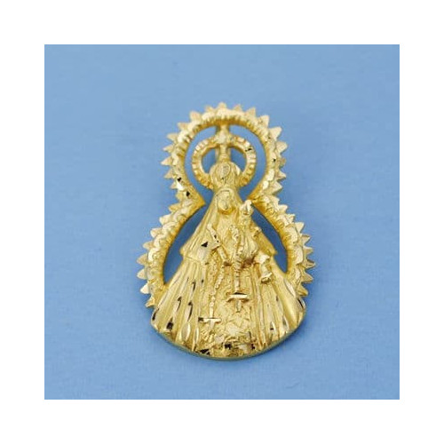 18K Medalla Virgen Estrella Silueta 32X21 Mm