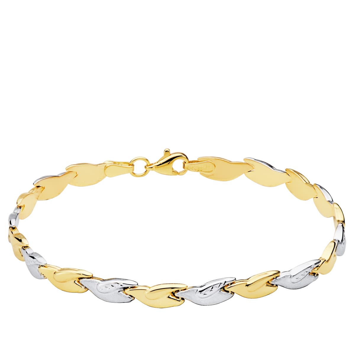 18K Pulsera Bicolor Estampacion 19 Cm