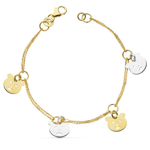 18K Pulsera Bicolor Oso S 19.5 Cm