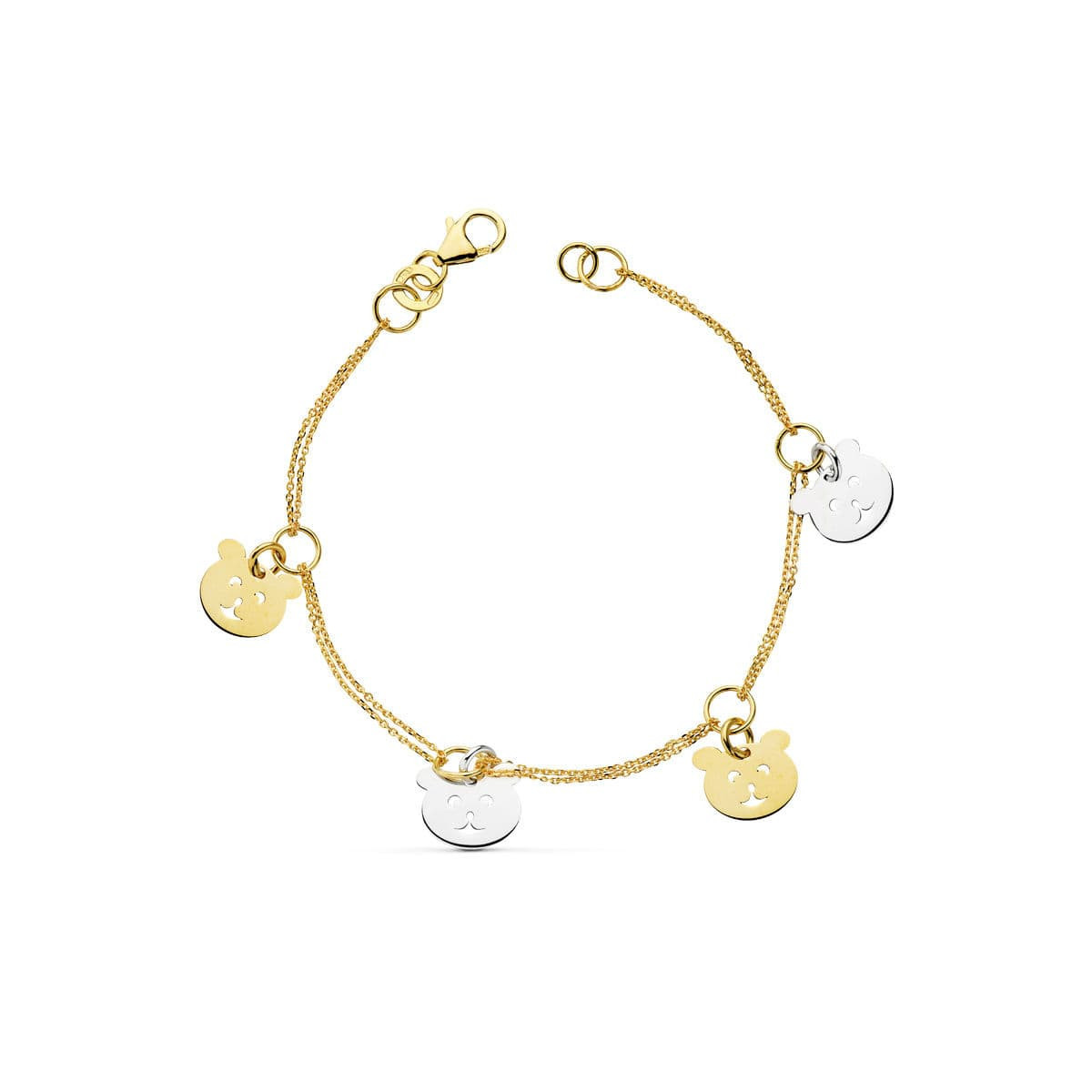 18K Pulsera Bicolor Oso S 19.5 Cm