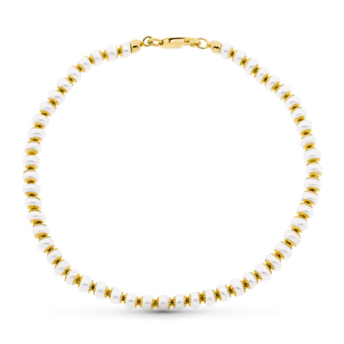 18K Pulsera Oro Amarillo Perla 18.5 Cm