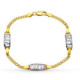 18K Pulsera Oro Bicolor Juego Comunion 4 Circonitas Cadena Esterilla