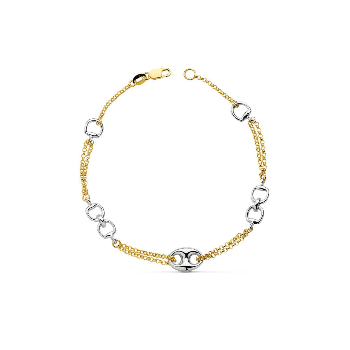 18K Pulsera Bicolor Estribos 19.5Cm 5.10 G