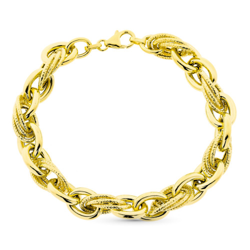 9K Pulsera Oro Amarillo Triple Eslabon. 20 Cm