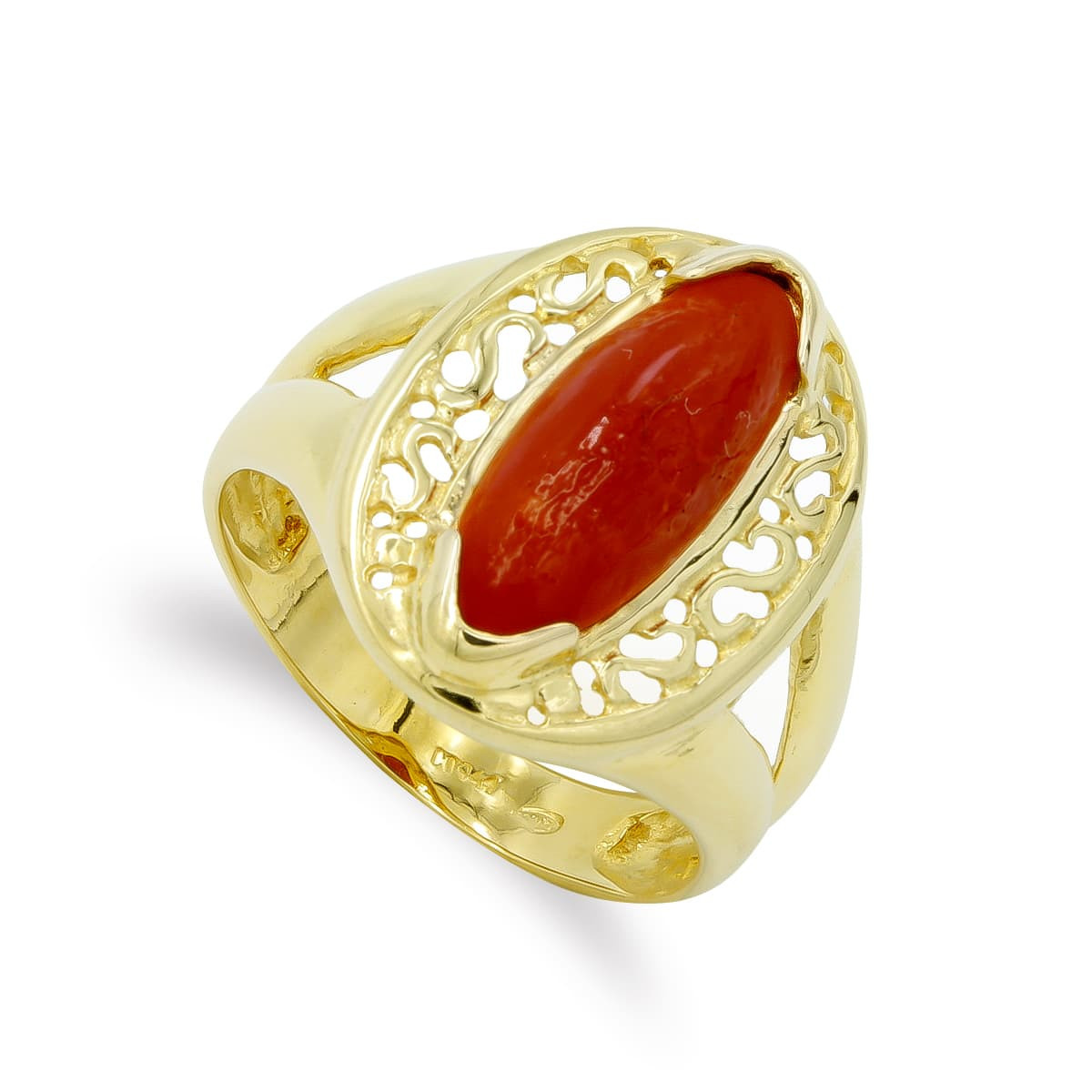 18K Sortija Oro Amarillo Coral Fino 26X6 Mm