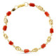 18K Pulsera Oro Amarillo Con Jaulas Y Coral Fino Japones 19 Cm