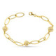 18K Pulsera Oro Amarillo Entrepiezas Ovales Y Perla 8 Mm