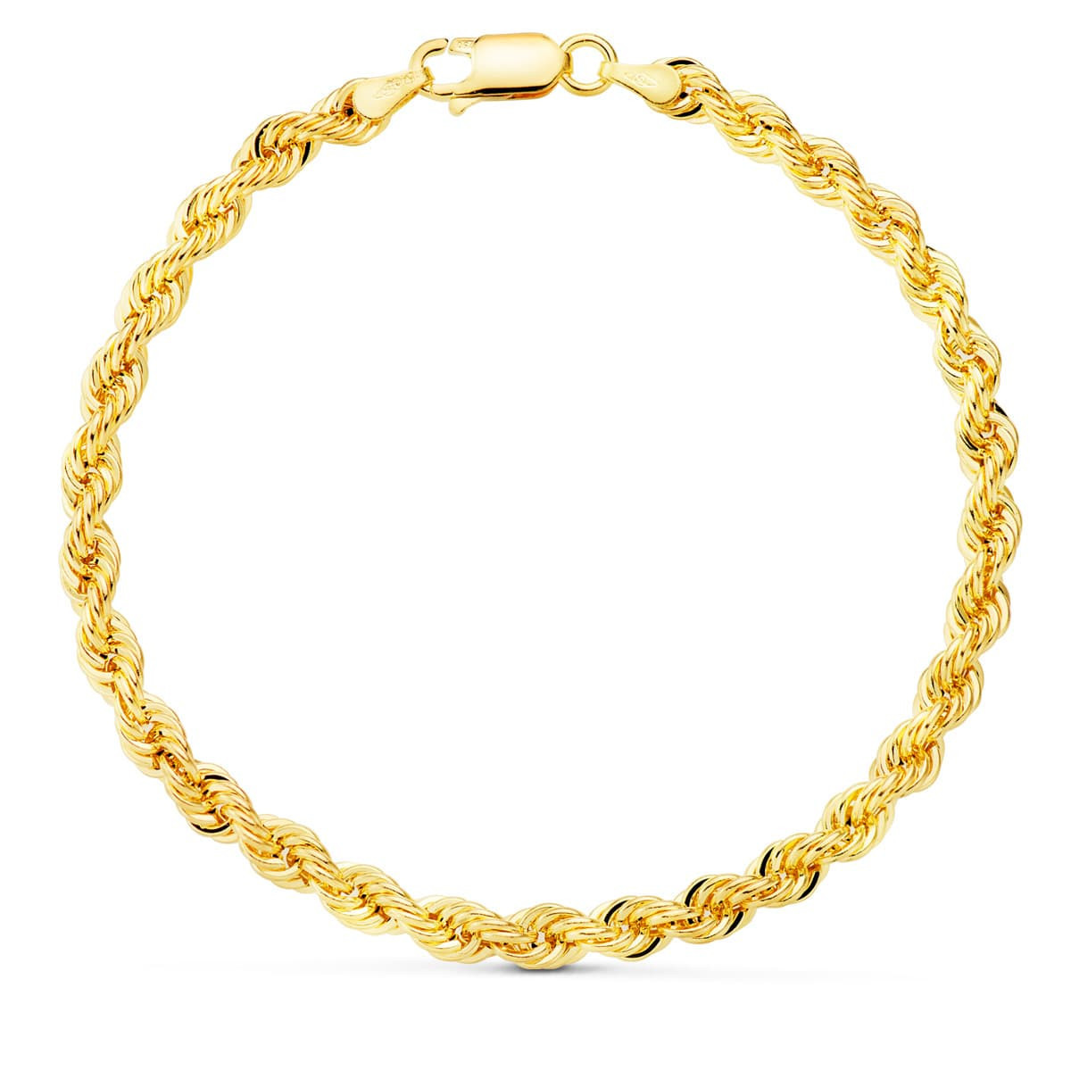 18K Pulsera Oro Amarillo Cordon Salomonico. Ancho 4.5 Mm Largo 19 Cm