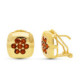 18K Pendientes Oro Amarillo Granates 12 Mm Omega