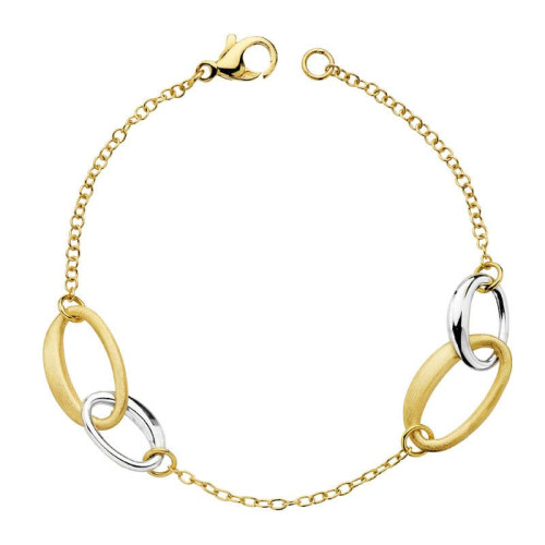 18K Pulsera Hueca Bicolor 19 Cm