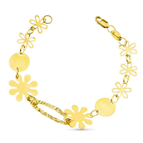 18K Pulsera Flores 19 Cm 4.70 Gr