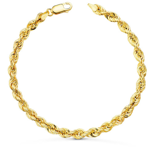 18K Pulsera Oro Amarillo Cordon Salomonico. Ancho 5 Mm Largo 20 Cm