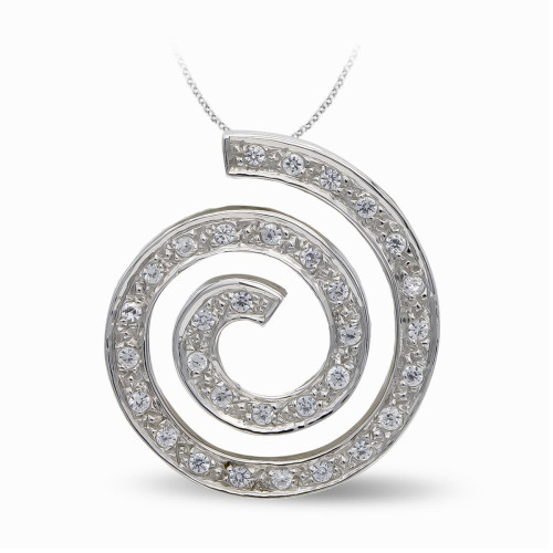 18K Colgante Oro Blanco Circonitas Espiral.