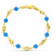 18K Pulsera Oro Amarillo Jaula Turquesa 17 Cm