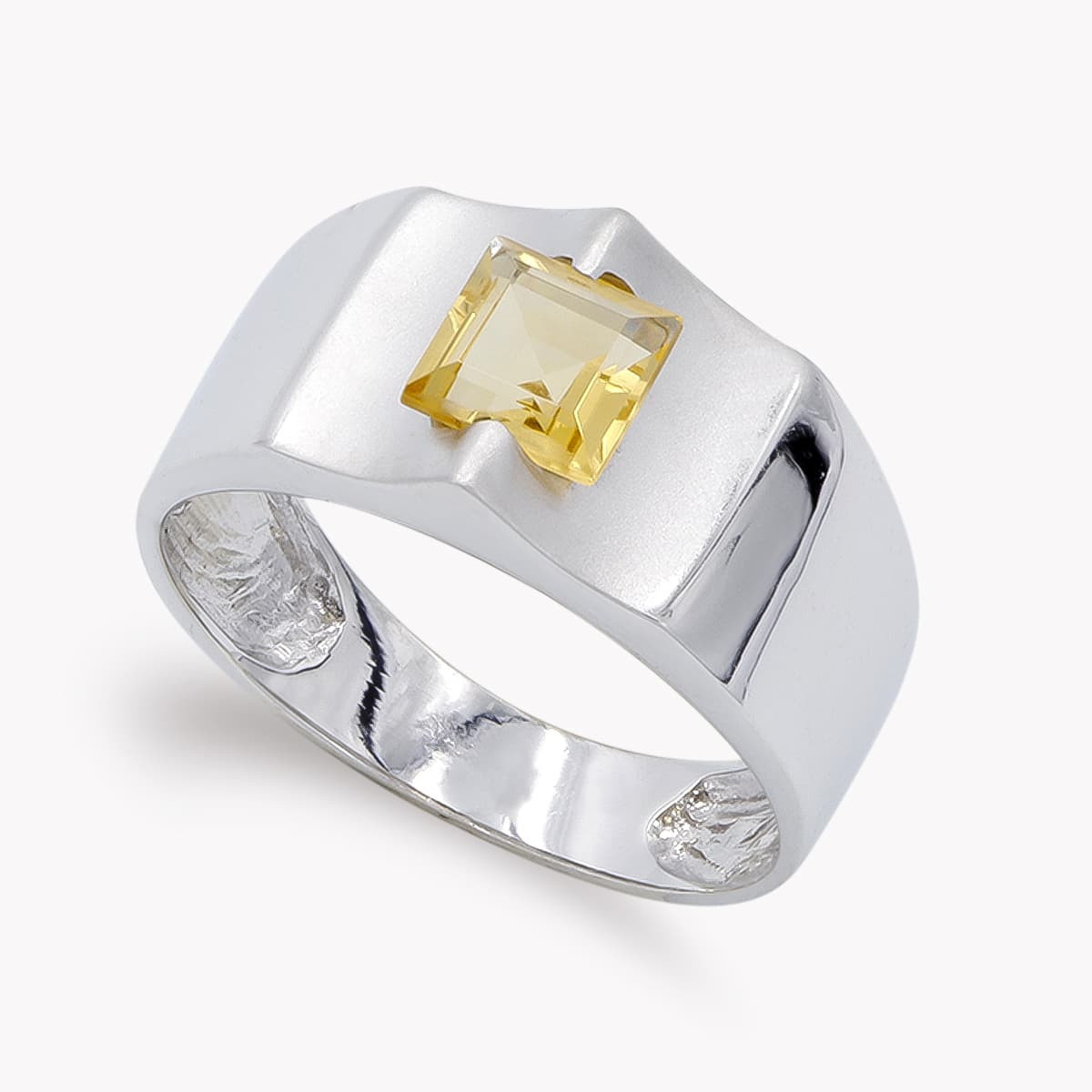 18K Sortija Oro Blanco Piedra Color