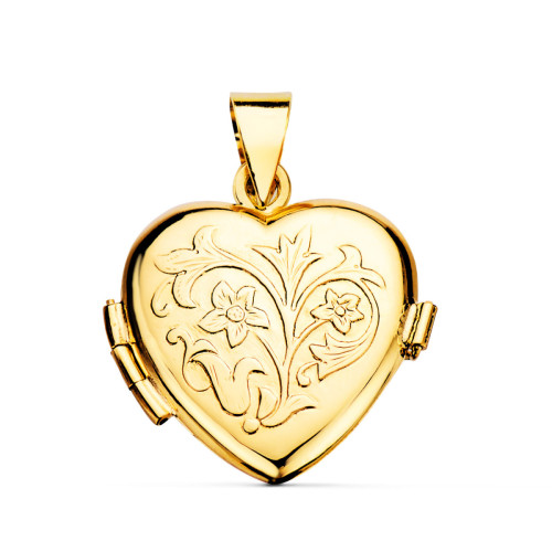 18K  Portafotos Oro Amarillo Corazon Brillo 20X20 Mm