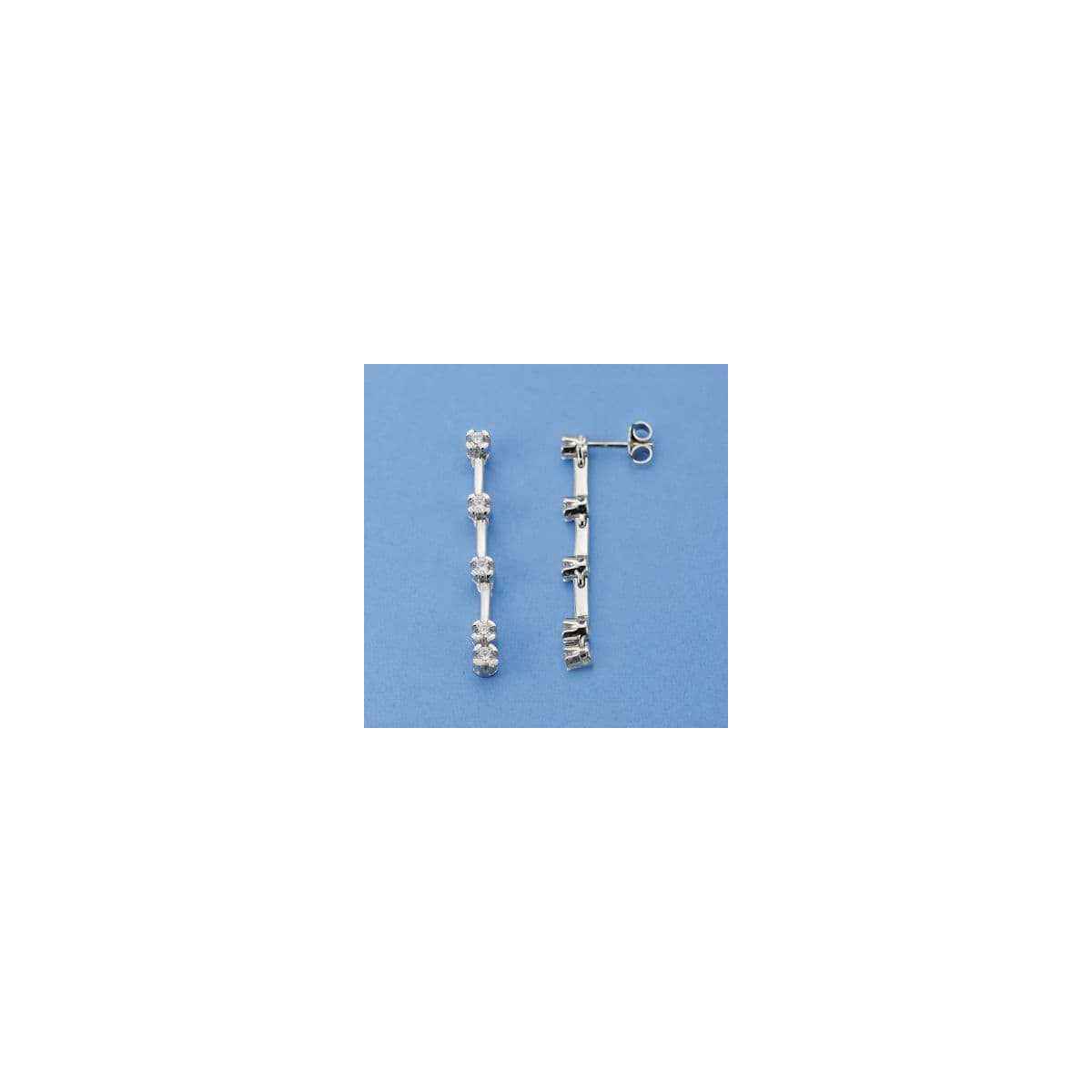 18K Pendientes Largos Circonitas 32X3 Mm